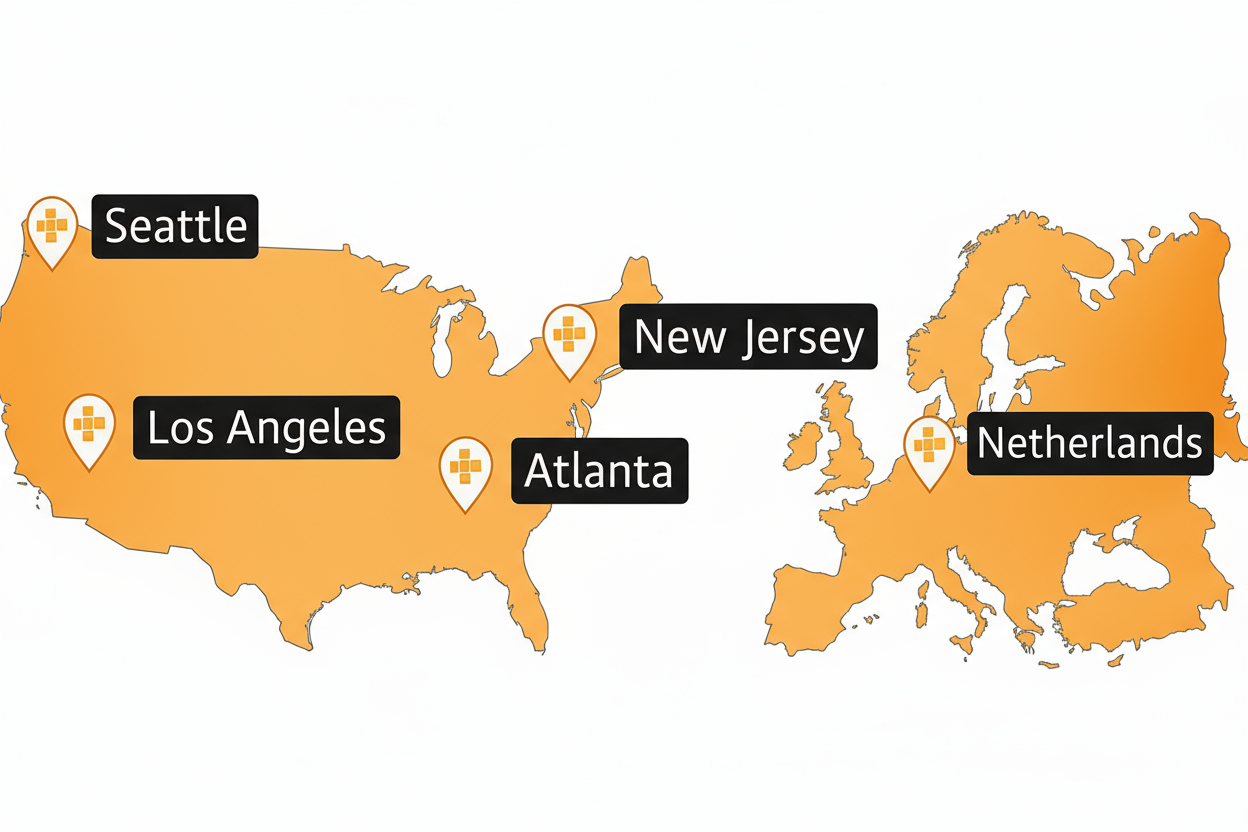 SOAHost Data Center Locations Map